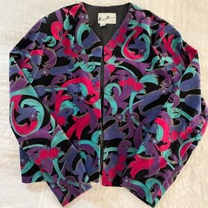 Vintage Herman Marcus Floral Velvet Jacket - Multicolor